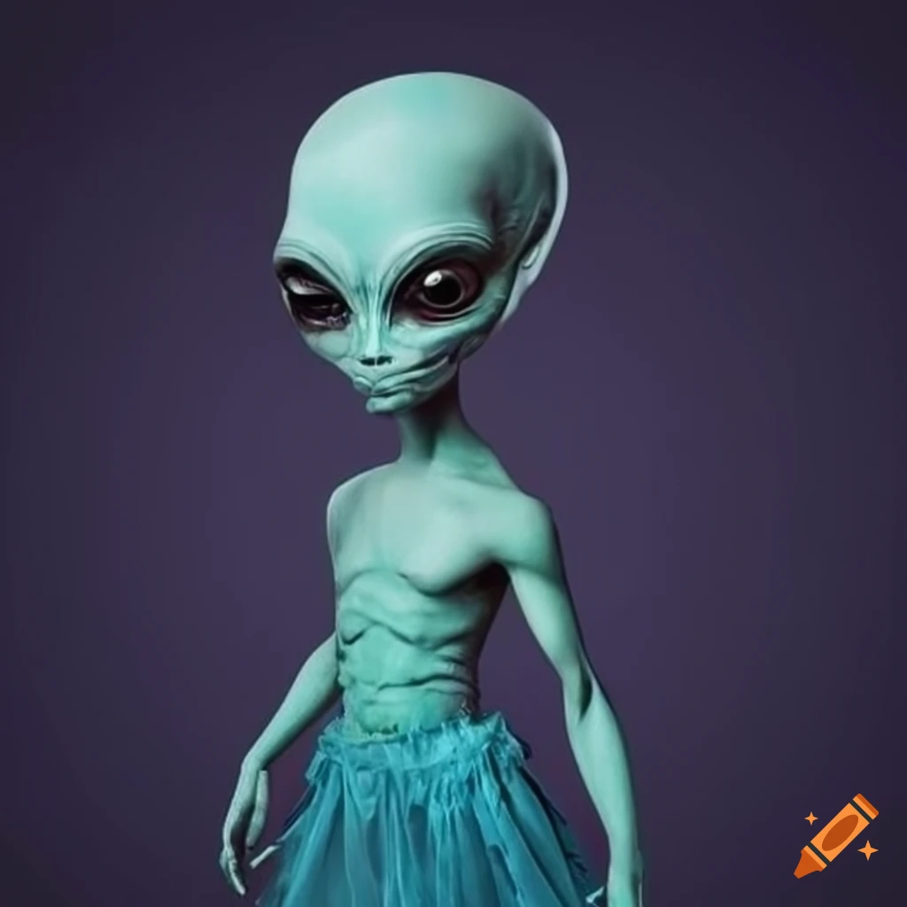 Green alien disguised as a man on craiyon