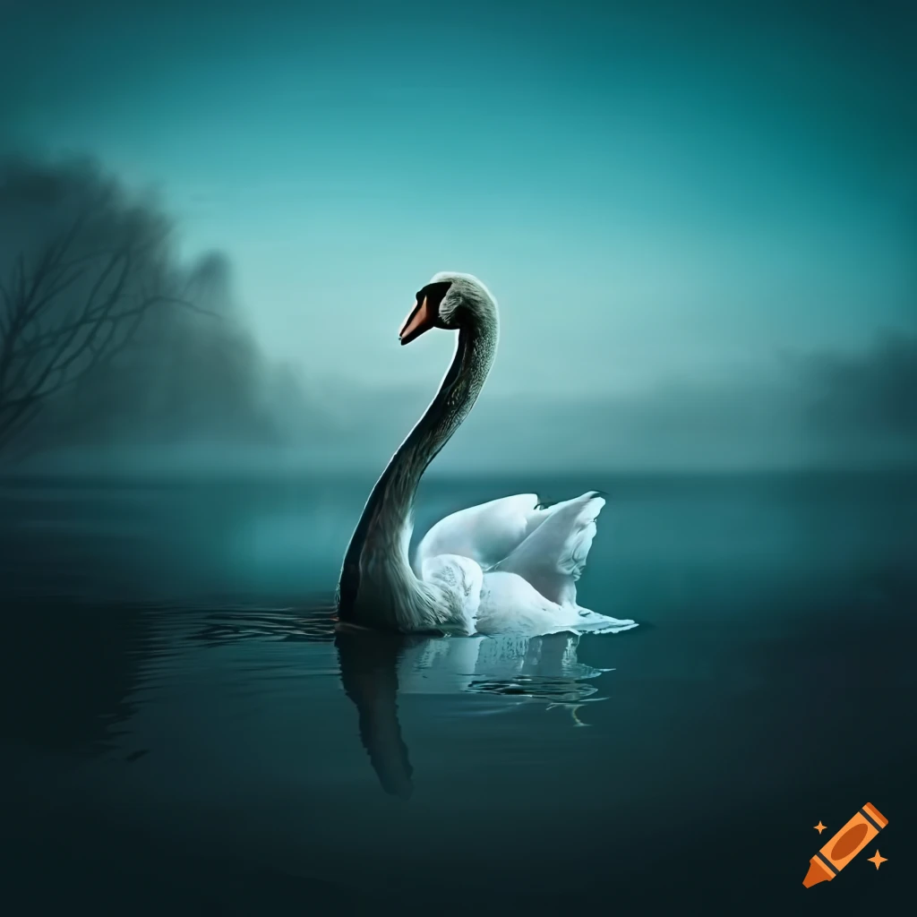 Swan on a serene lake on Craiyon