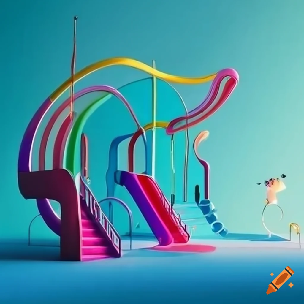surreal and colorful glass playground