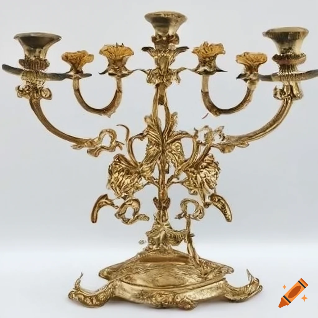 ornamental candlestick candelabrum with leaf ornaments