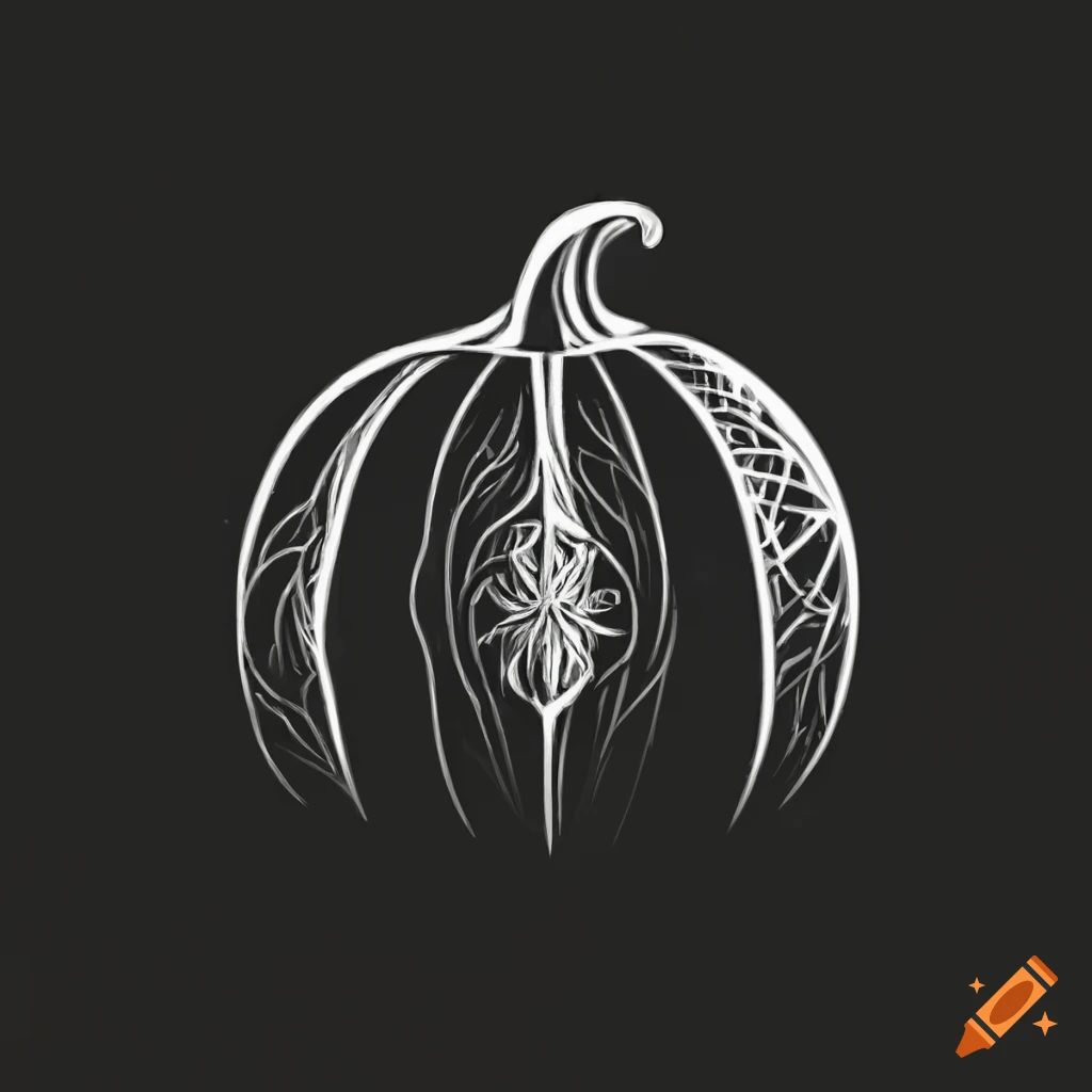 black and white sacred geometry pumpkin illustration
