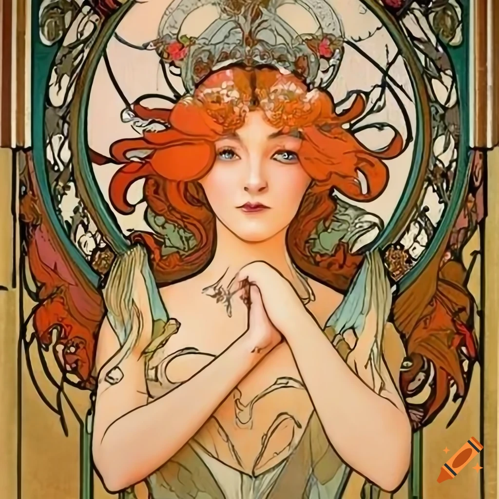 Art nouveau angel with fairy wings