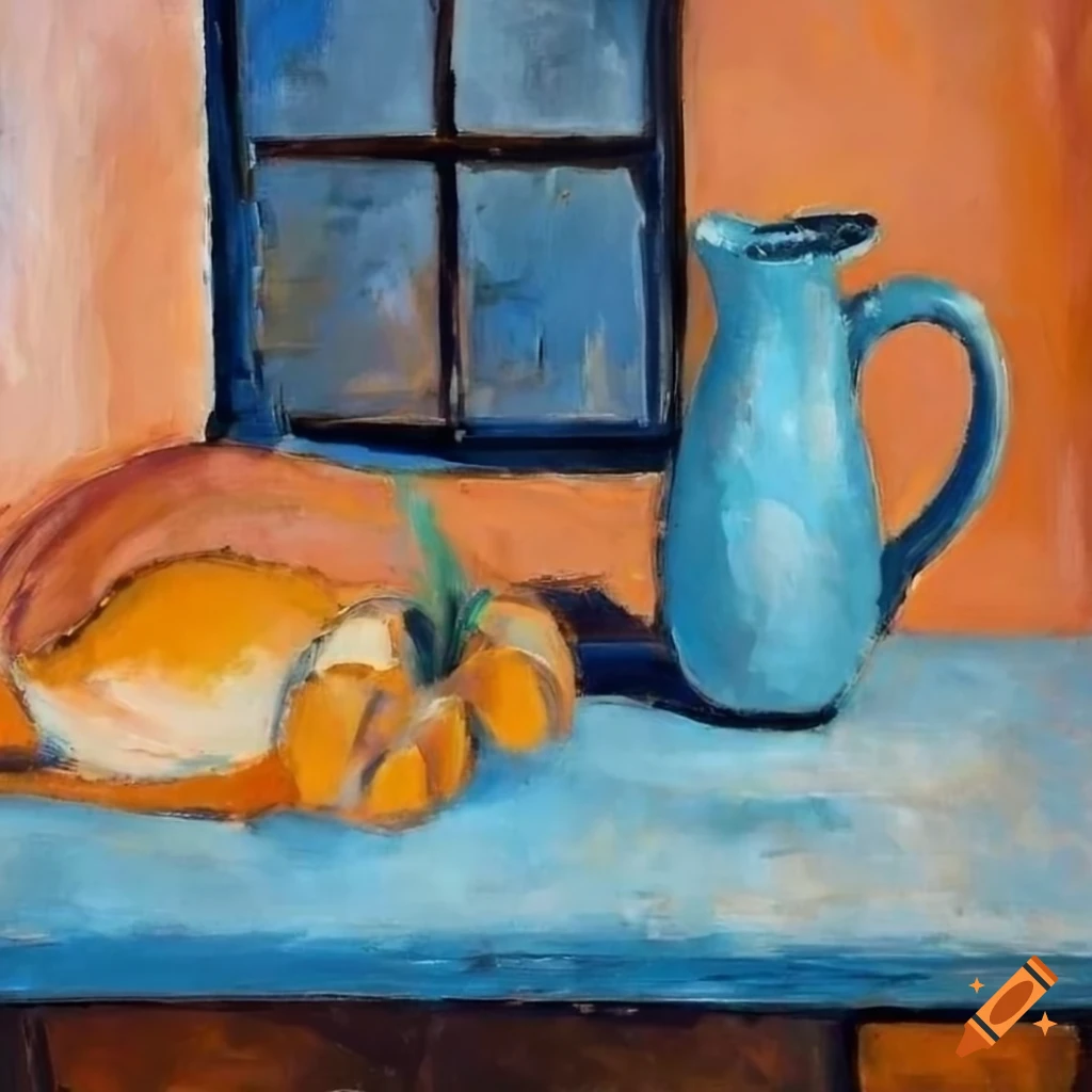 Cozy Still Life Painting With Milk Jug And House Plants On Craiyon