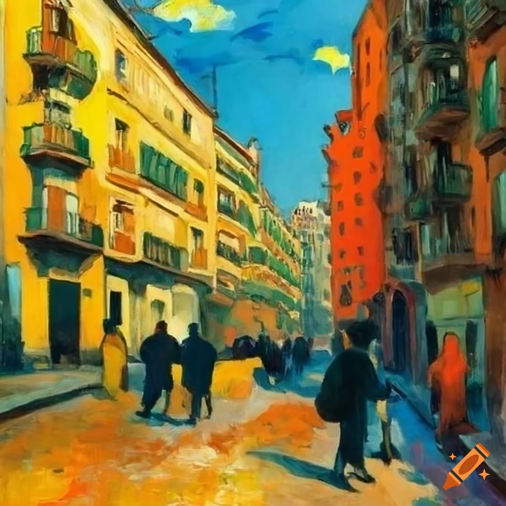 painting of a Barcelona street by Paul Gauguin