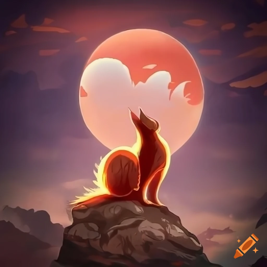 Kitsune God sitting on a rock