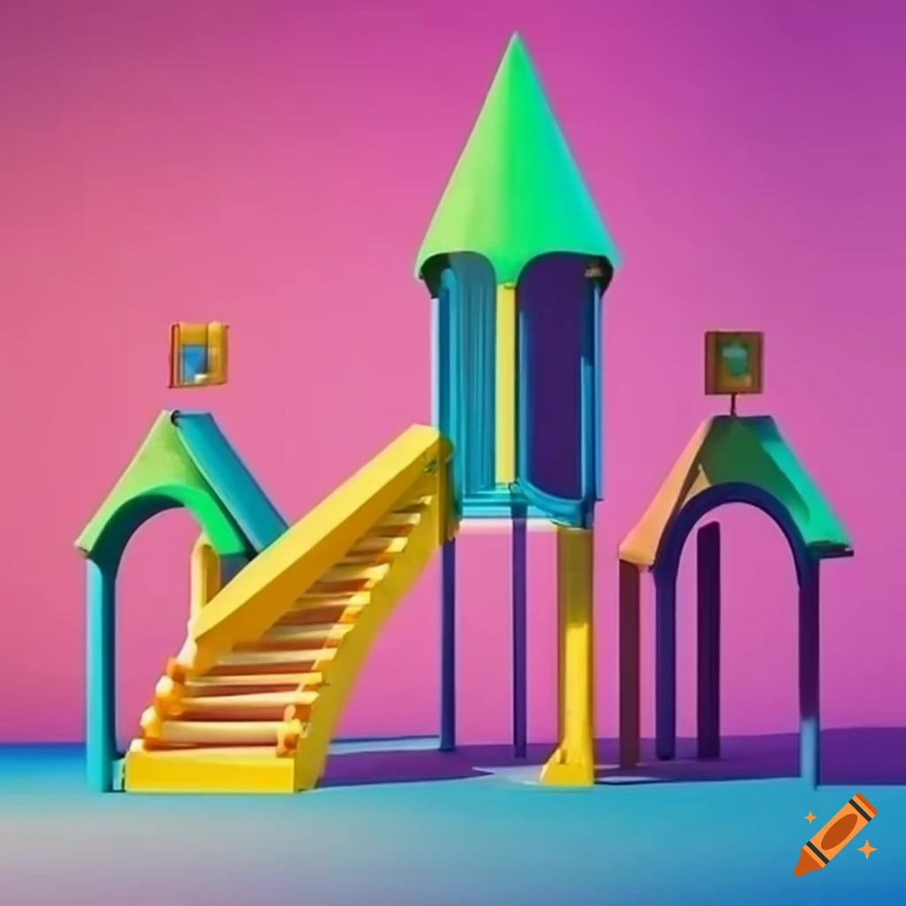 surrealist and colorful playground
