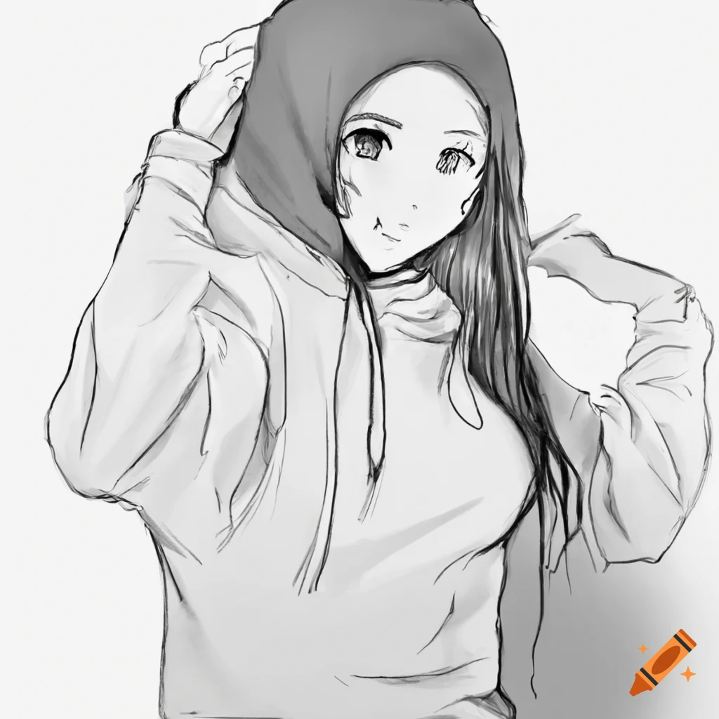Download Anime Girl wearing a hoodie for a stylish and cozy look. |  Wallpapers.com