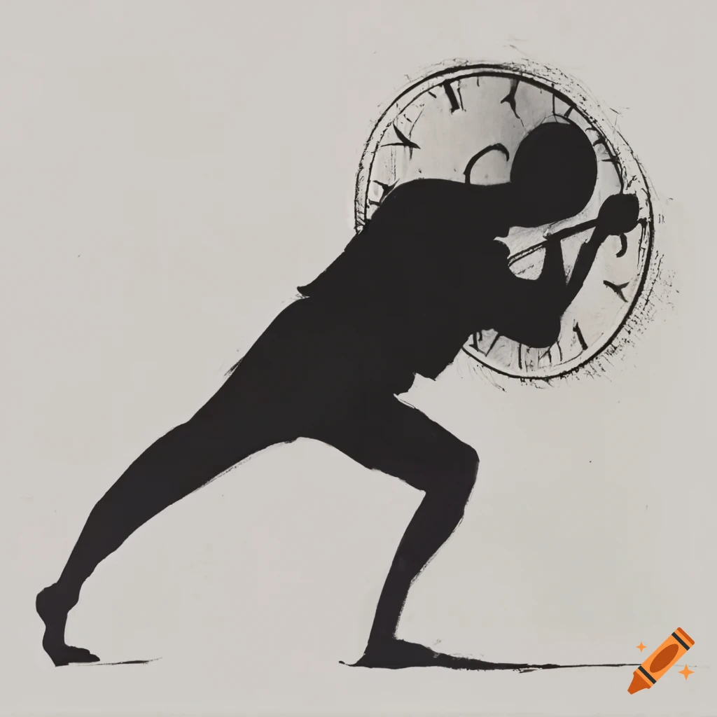 Conceptual artwork of a shadow carrying a clock on Craiyon