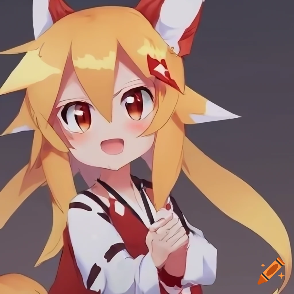 Illustration of a cute fox girl named senko on Craiyon