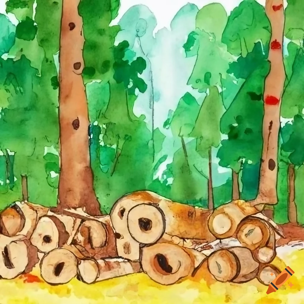 Gathering wood logs on Craiyon