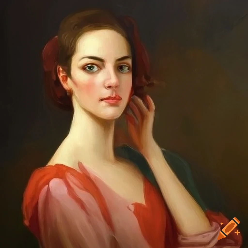 classical painting of a woman in modern attire