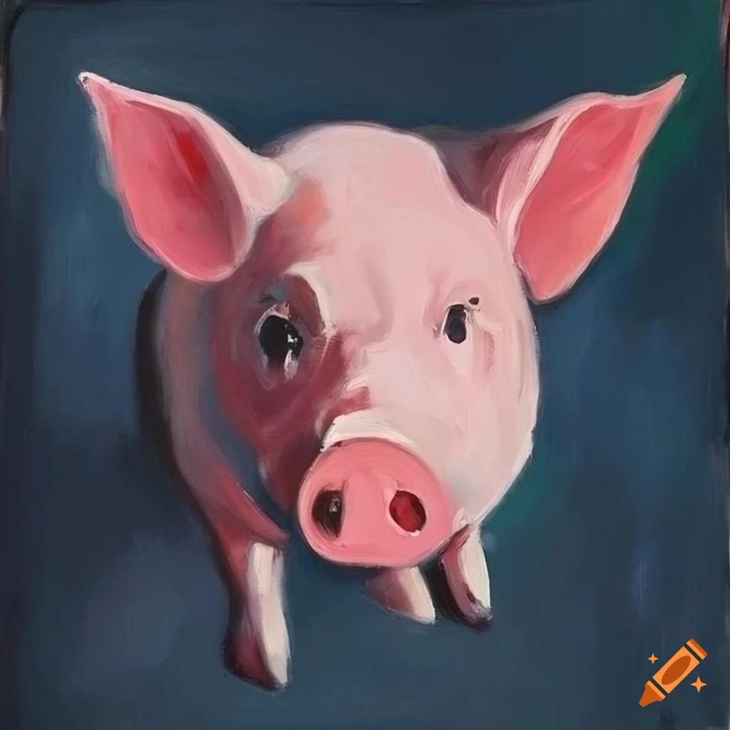 Matisse oil painting of a pink pig