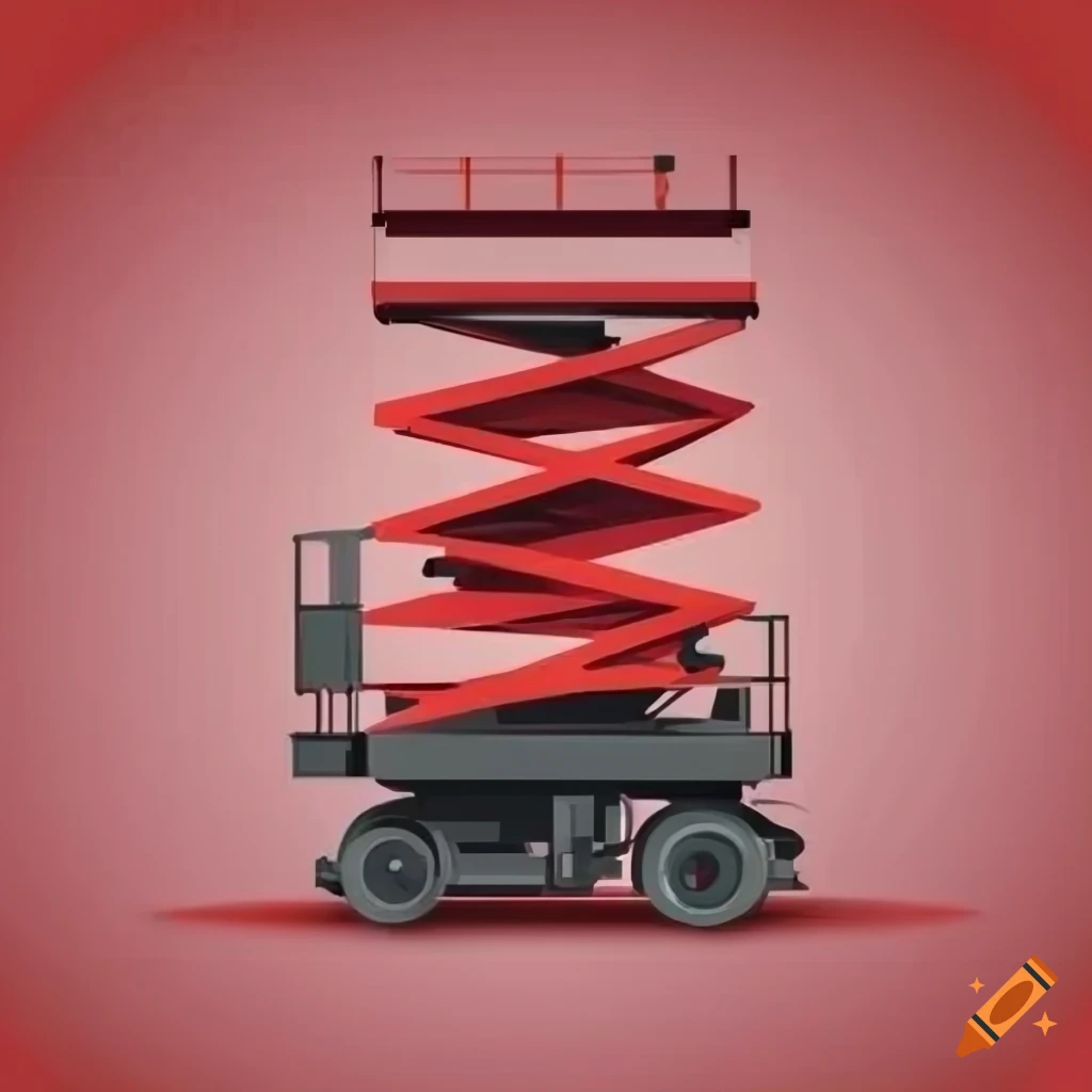 Minimalistic Red Scissor Lift Illustration On Craiyon