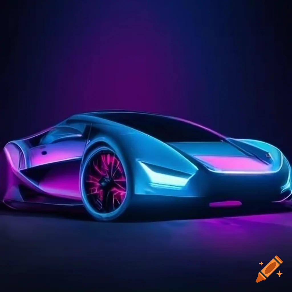 futuristic supercar in a neon-lit city