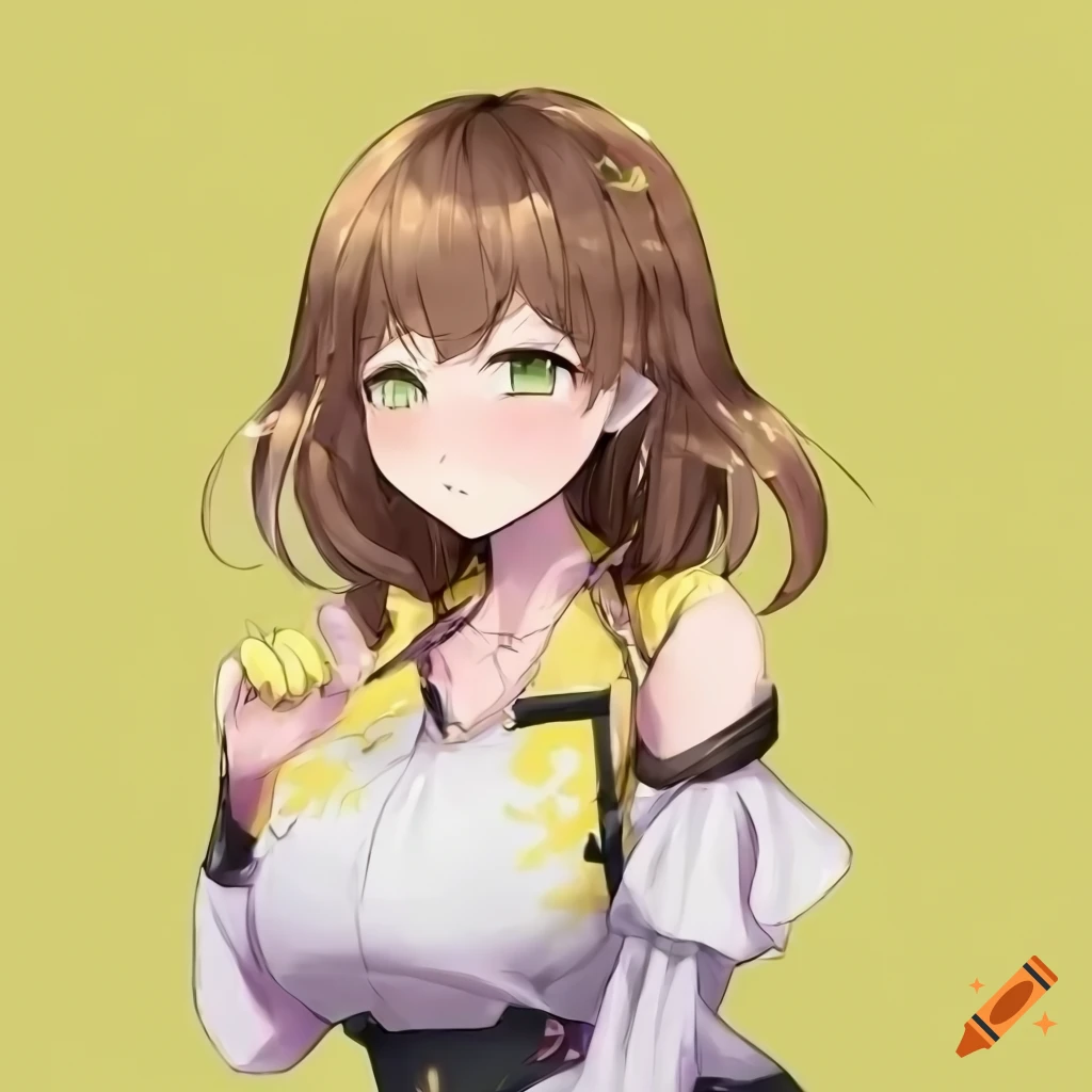 Taichi Yagami inspired anime girl in pastel-yellow outfit