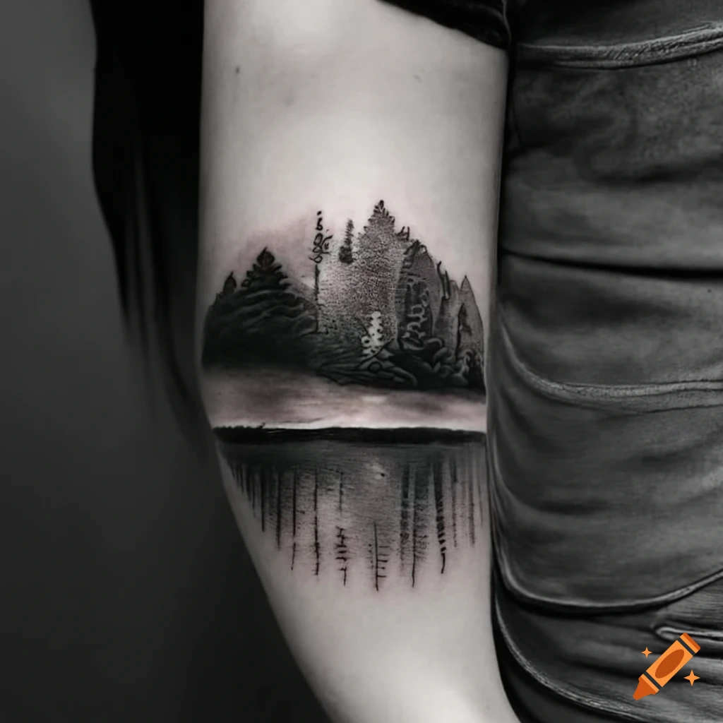 detailed black lake tattoo
