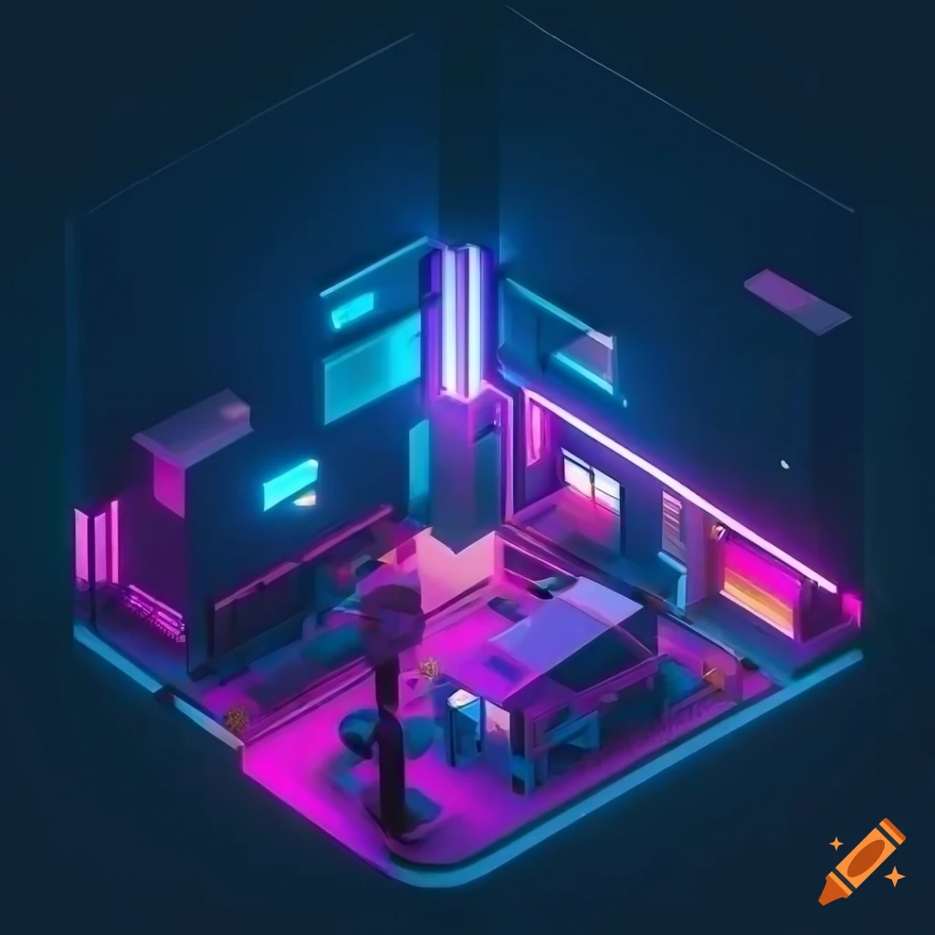Hyper realistic Isometric Town At Night With Neon Lights On Craiyon hyper-realistic-isometric-town-at-night-with-neon-lights-on-craiyon