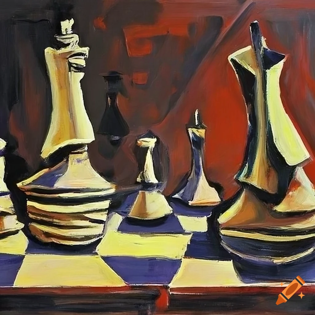 Painting of a python snake on a chess board painted by dali