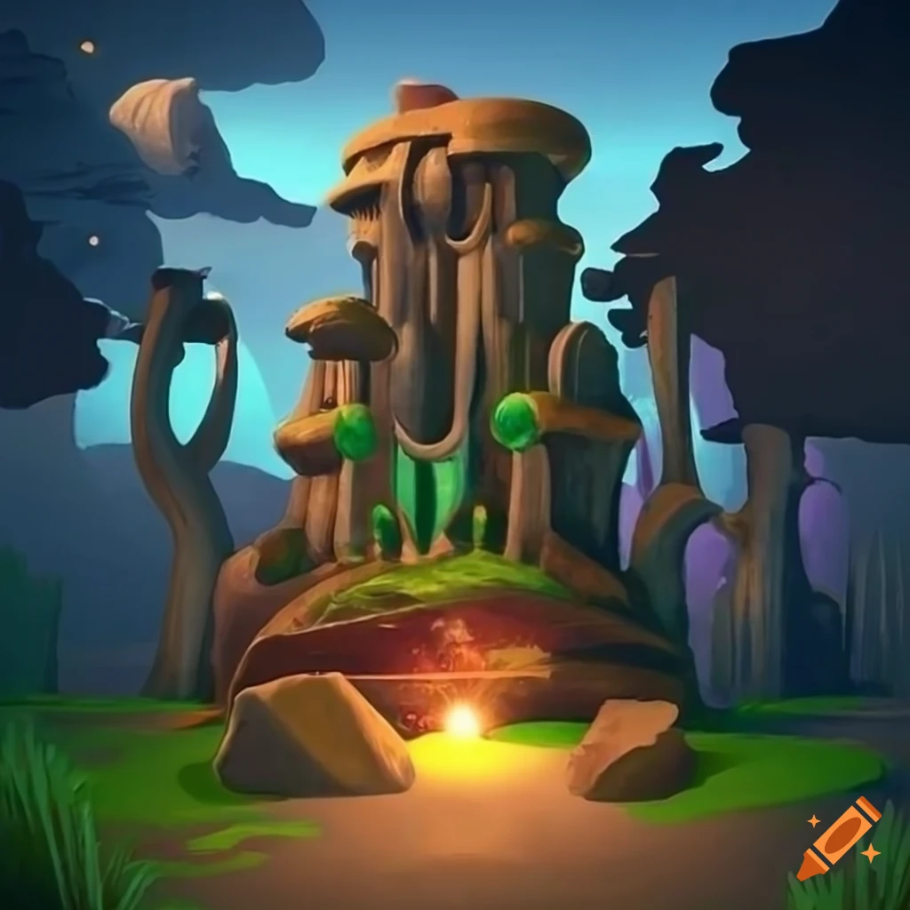 surreal city park with magical elements