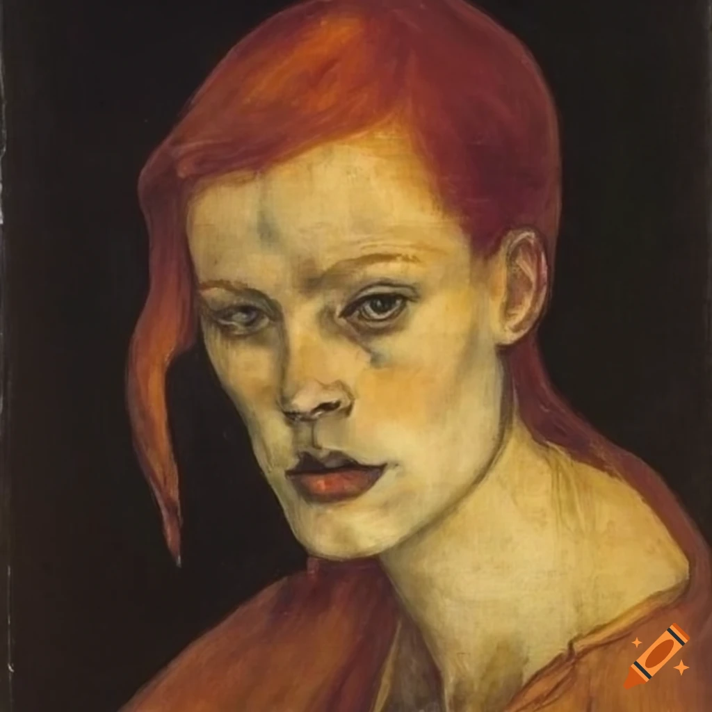 Portrait of a beautiful woman with red hair on Craiyon