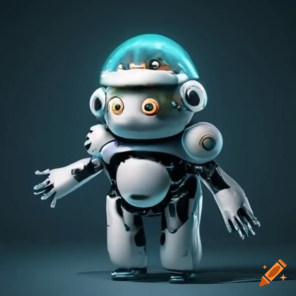 pufferfish in a robotic humanoid suit