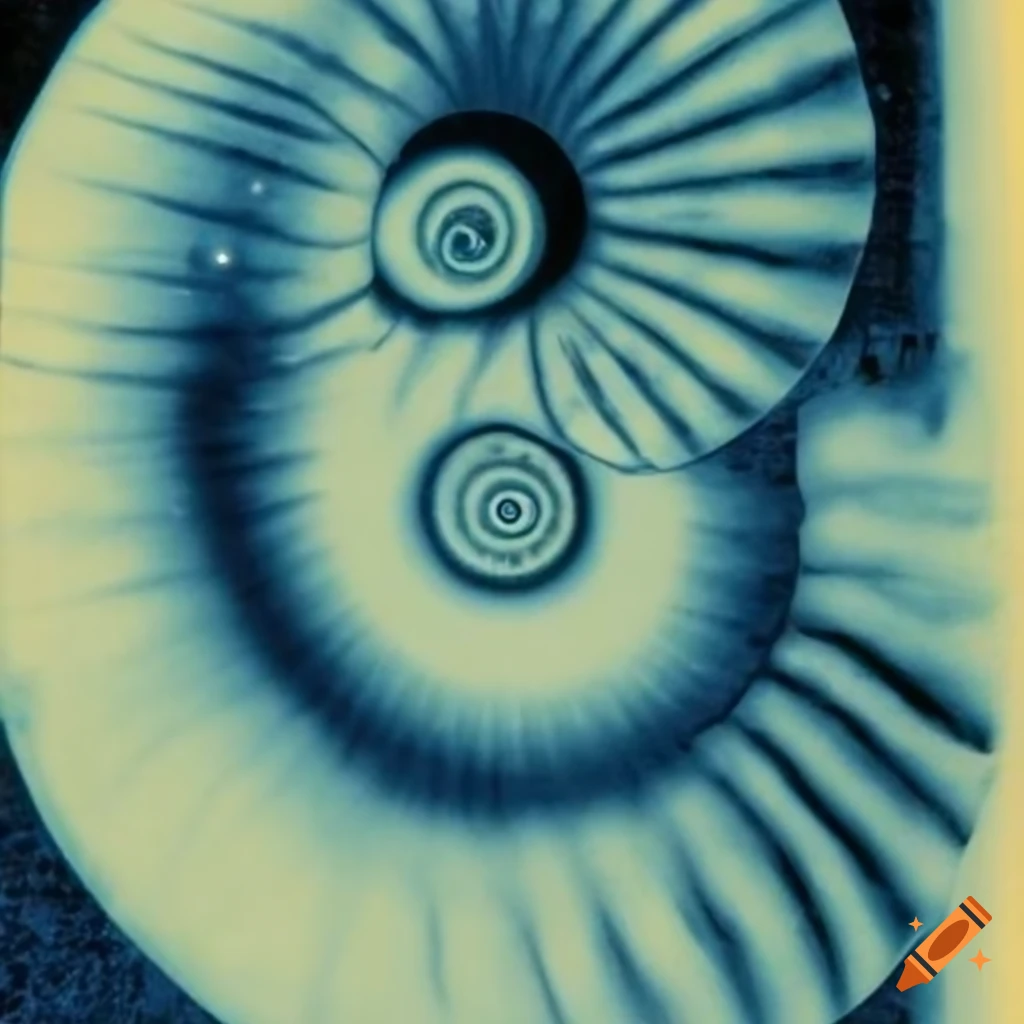 colorful artistic photograph of ammonoids by Man Ray