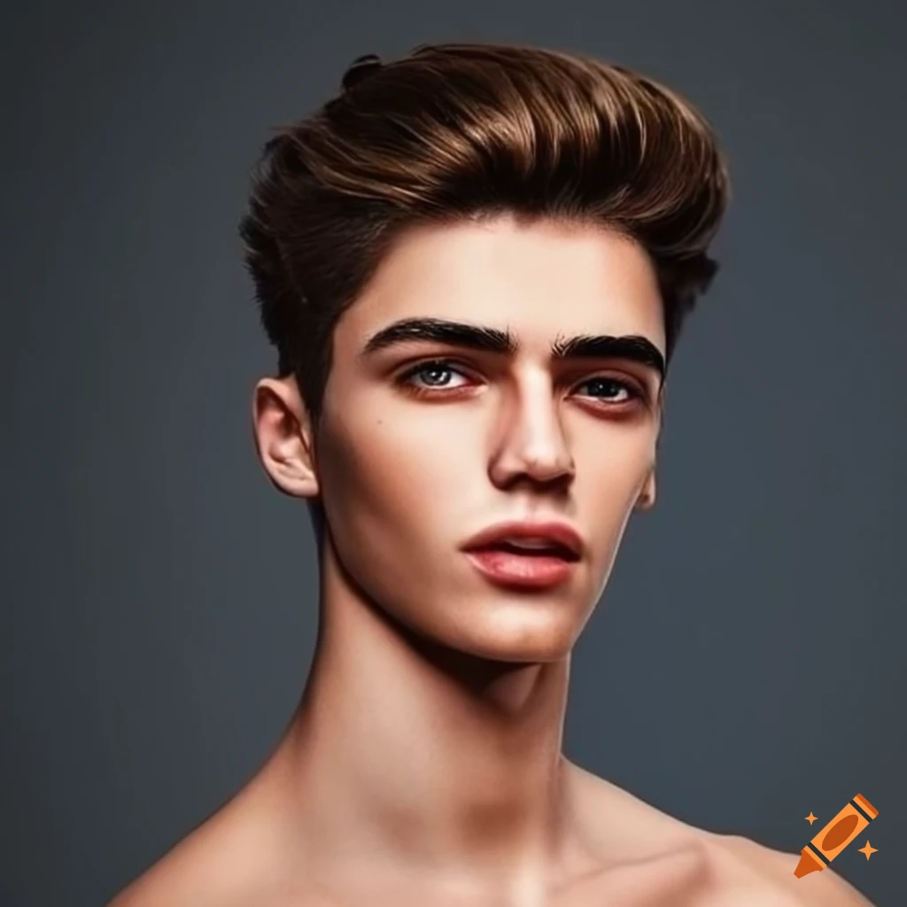 close up of a male model's face
