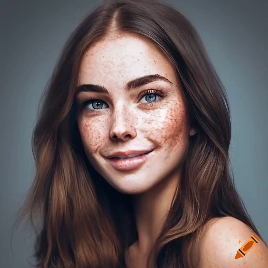 Portrait Of A Beautiful Woman With Freckles On Craiyon 