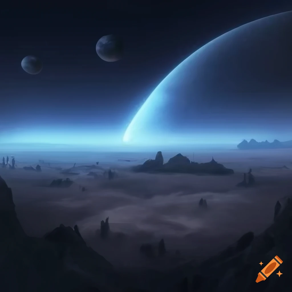 photorealistic landscape of alien planet