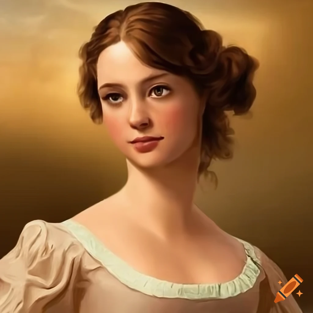 portrait of a pretty colonial farm girl with brown hair