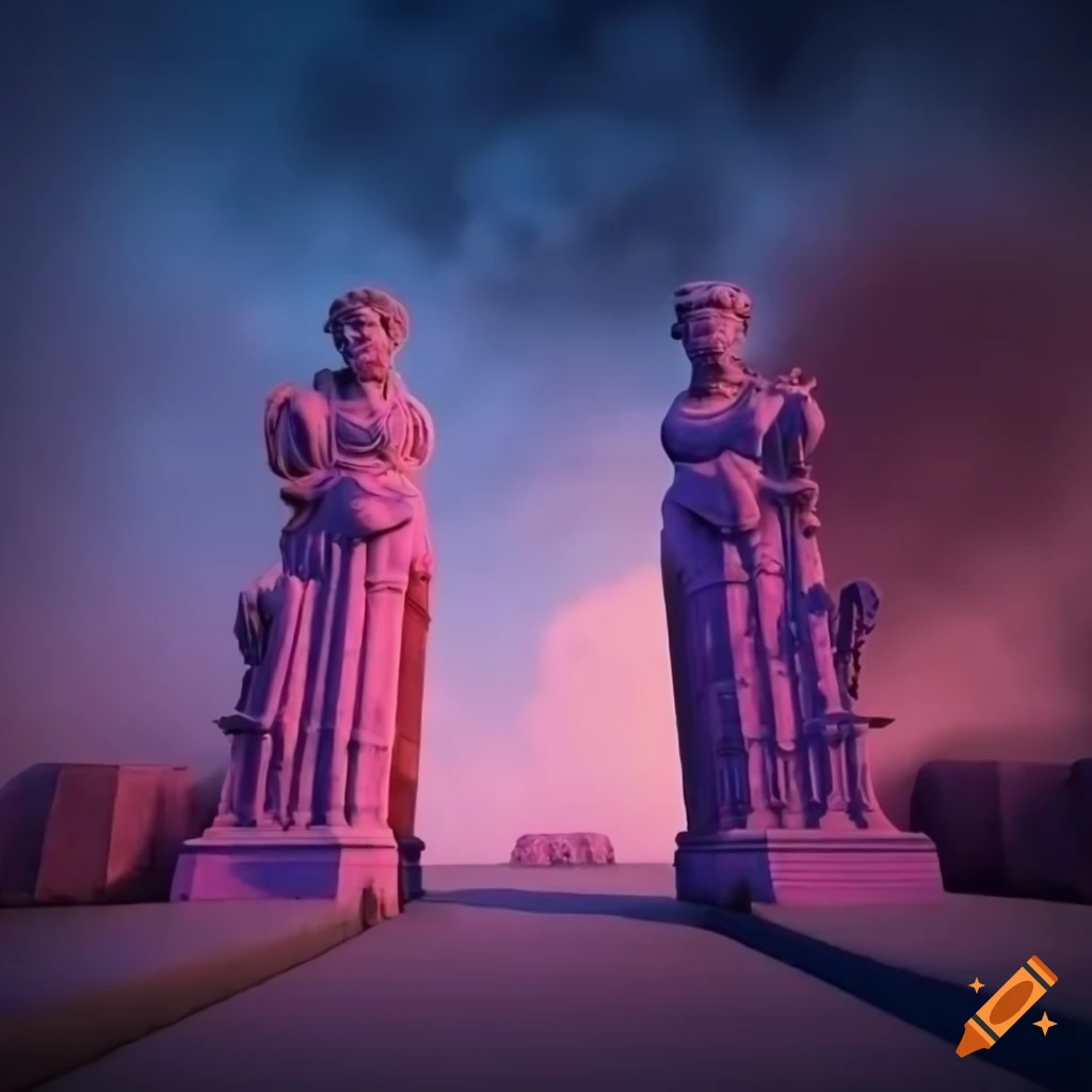mysterious ancient gates covered in smoke