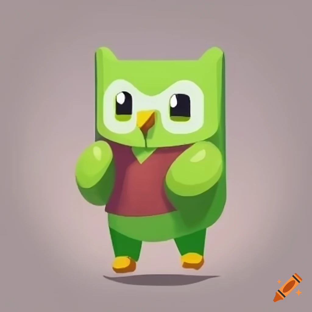 New duolingo character wearing a c.p on Craiyon