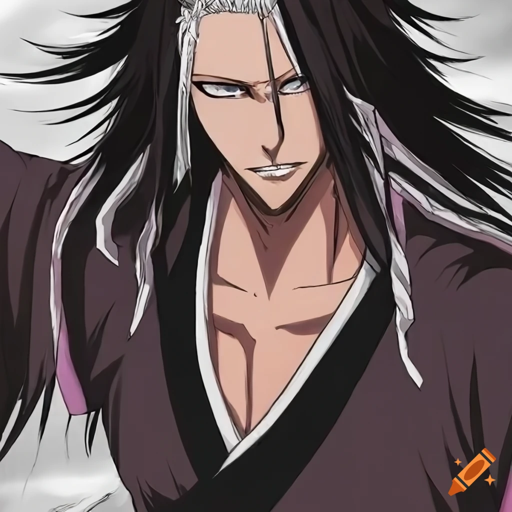High-quality art of a long-haired male character from bleach on Craiyon