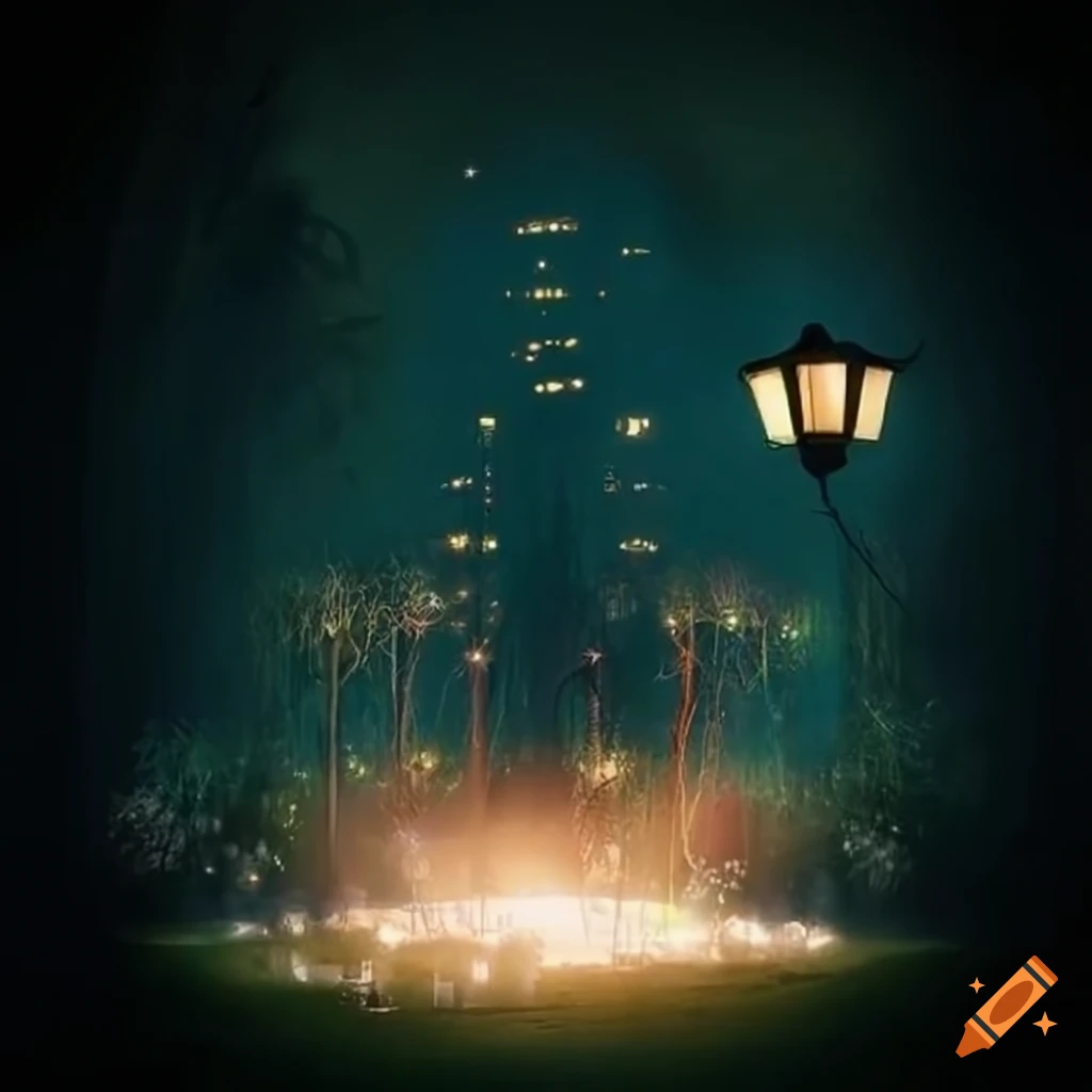 surrealist urban park design with magical elements