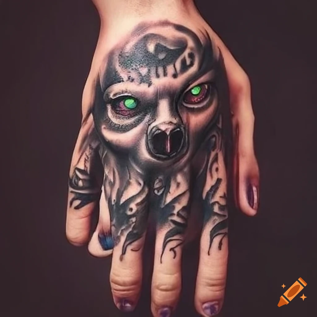 Palm tattoo wolf | Palm tattoos, Hand palm tattoos, Hand tattoos for guys