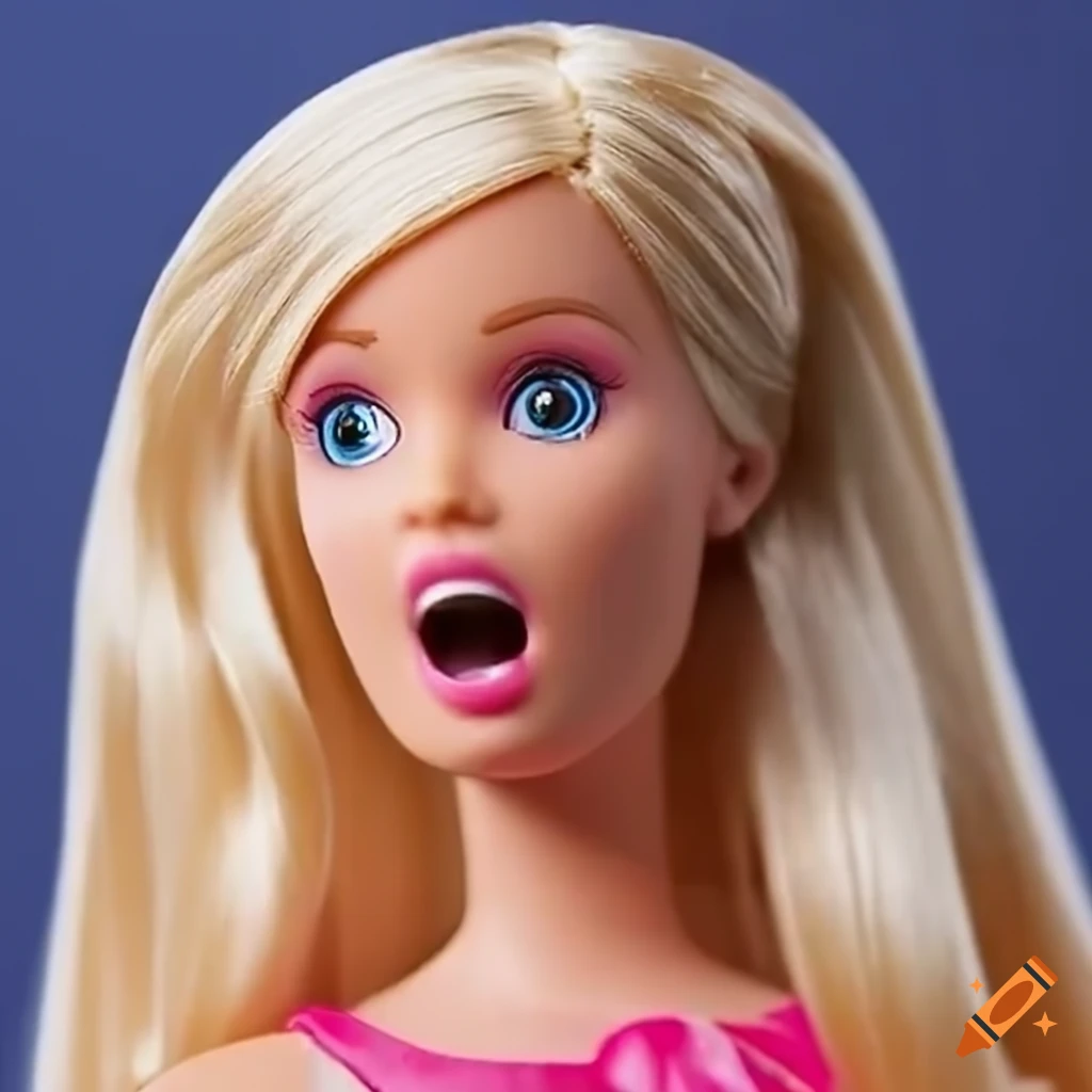 Shocked expression barbie doll