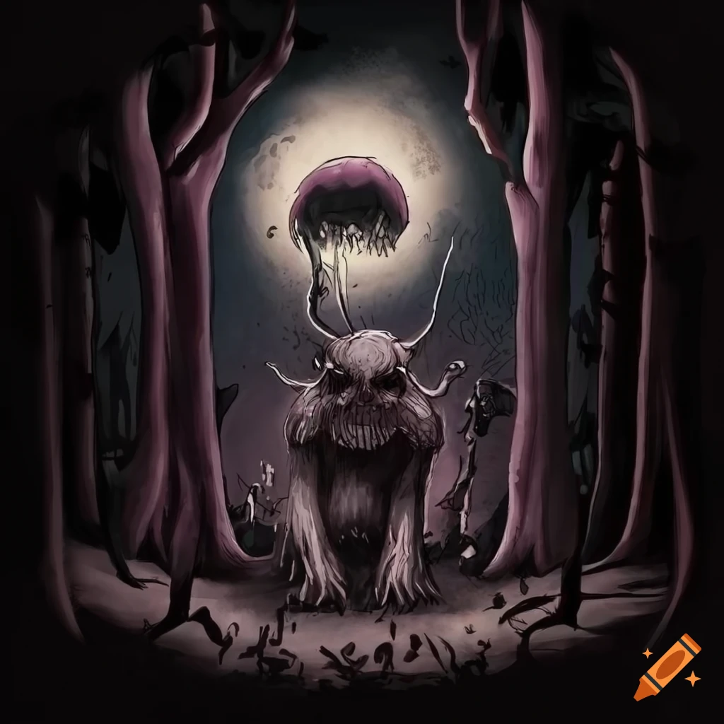 Illustration of a creature in shawn coss style on Craiyon