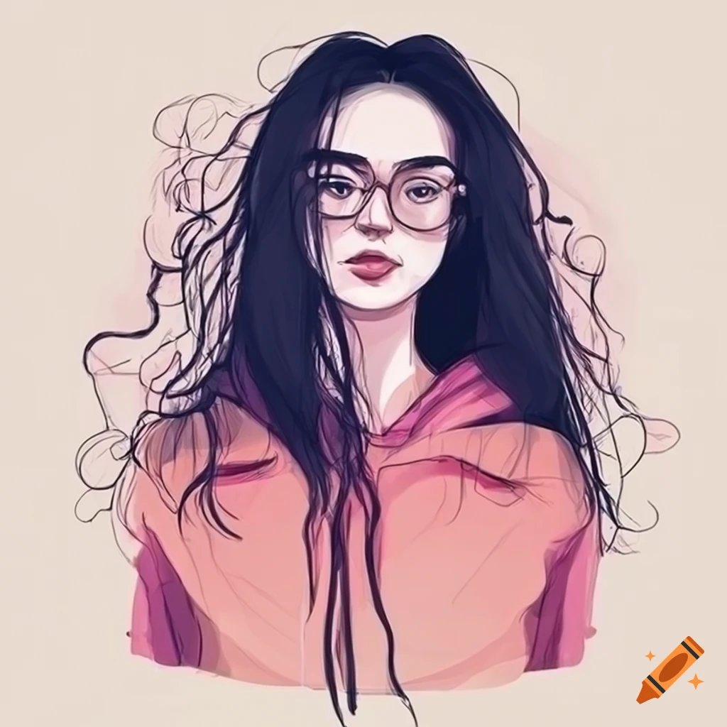 Sketch Of A Female In A Unique Pose Wearing A Hoodie On Craiyon