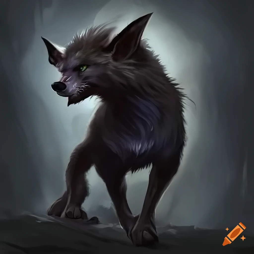 Wolf bat hybrid in magic the gathering art style on Craiyon