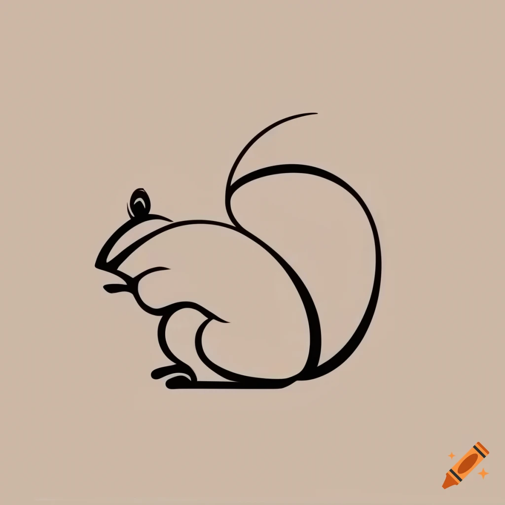 sleek squirrel logo design with curvy tail