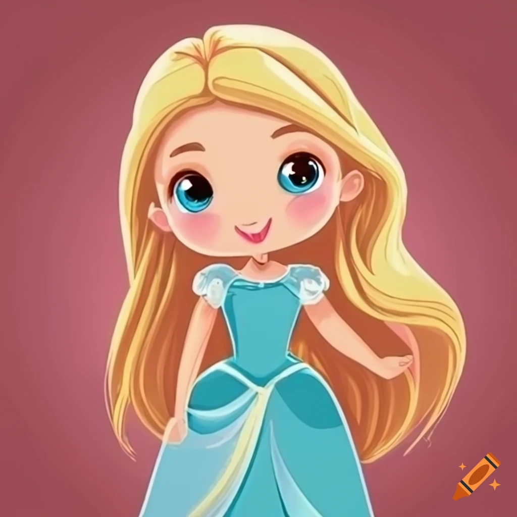 Cute Cartoon Blonde Princess On Craiyon
