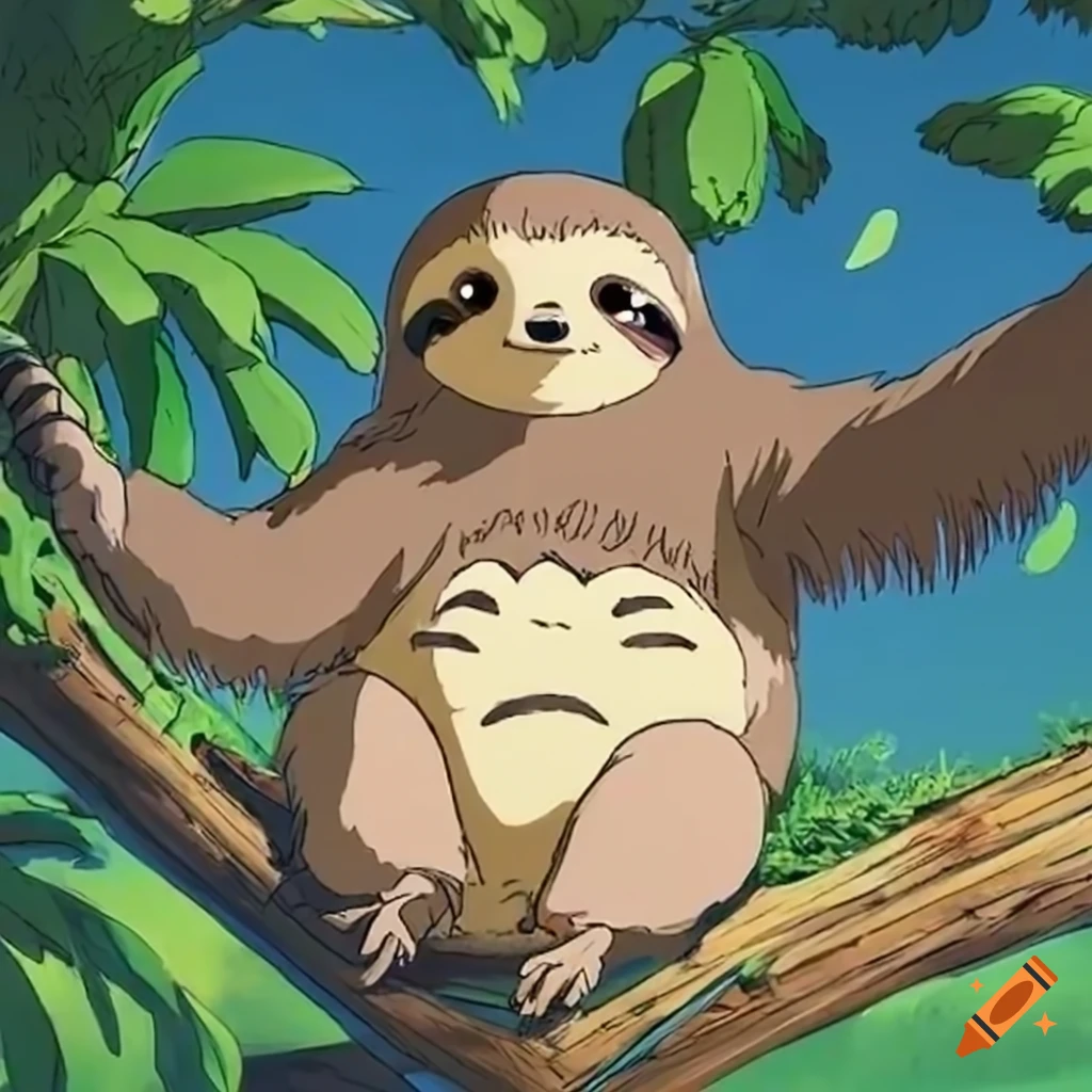 sloth watching TV from Studio Ghibli