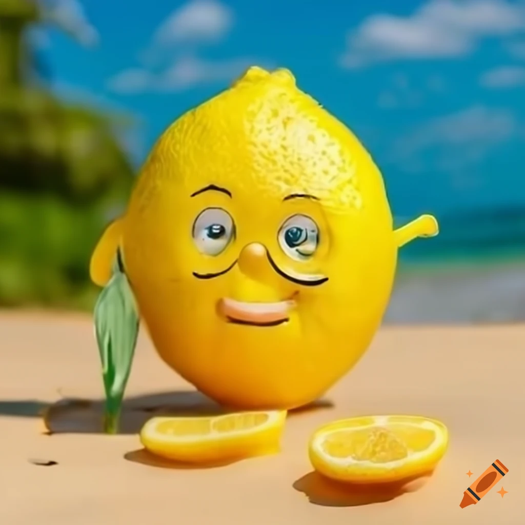Cute Lemon Character Enjoying A Tropical Drink On Craiyon