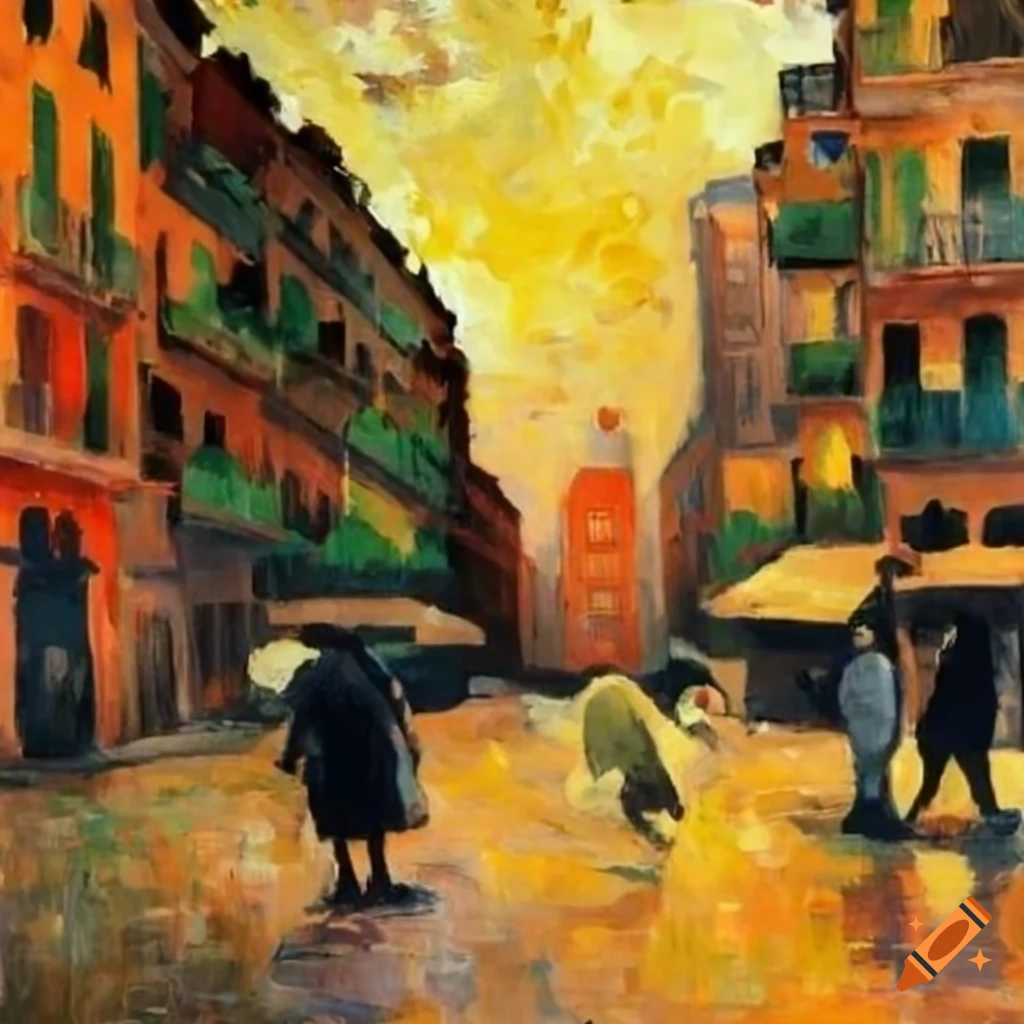painting of a Barcelona street by Paul Gauguin