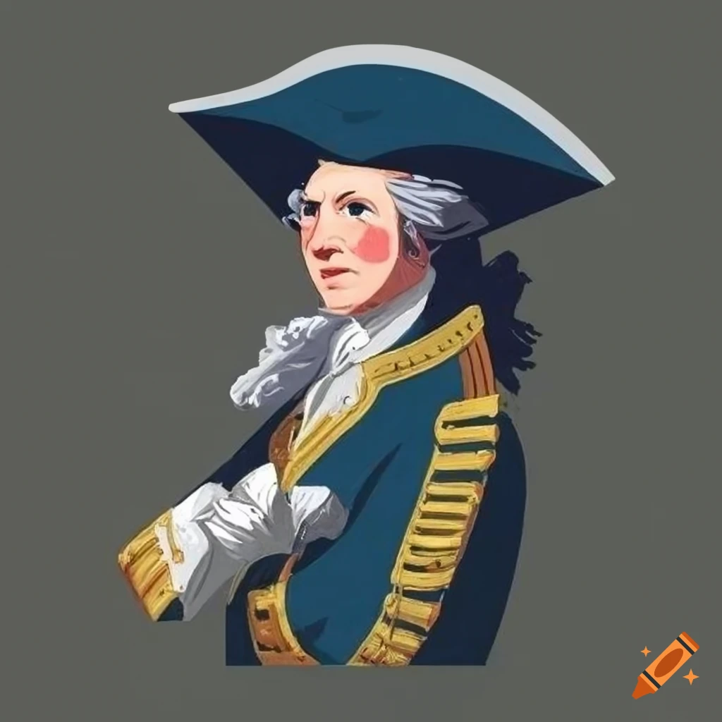 Portrait of a british naval captain in tricorn hat on Craiyon