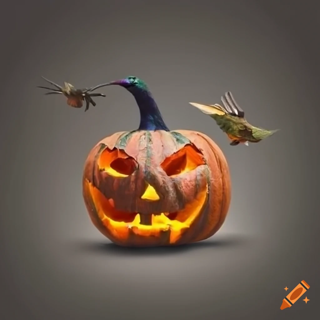 Hummingbird With A Carved Pumpkin hummingbird-with-a-carved-pumpkin