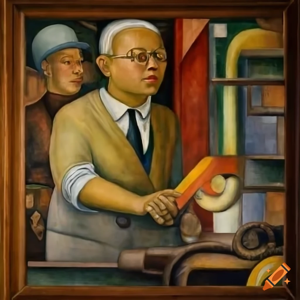 Diego rivera's futuristic painting of "the time machine" on Craiyon