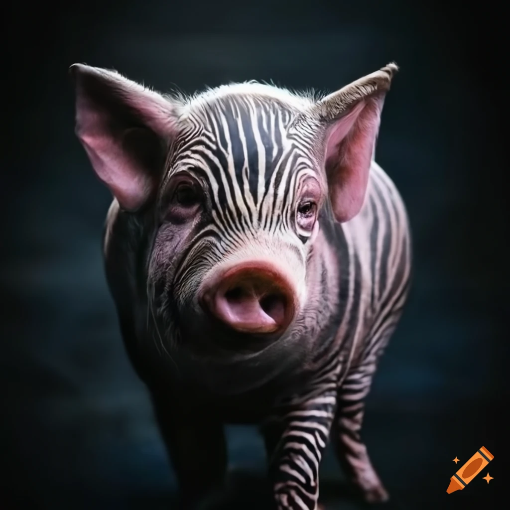 hybrid animal of a pig and zebra