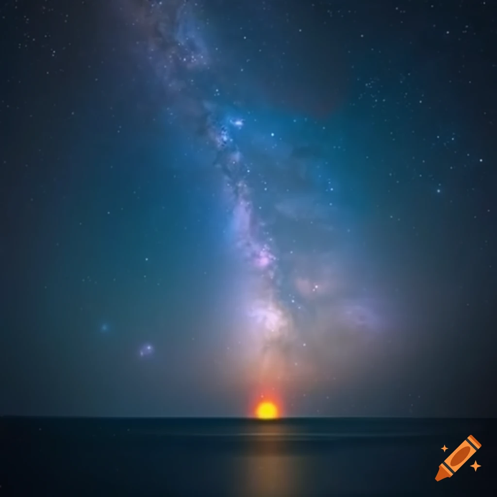 ocean in outer space with milky way