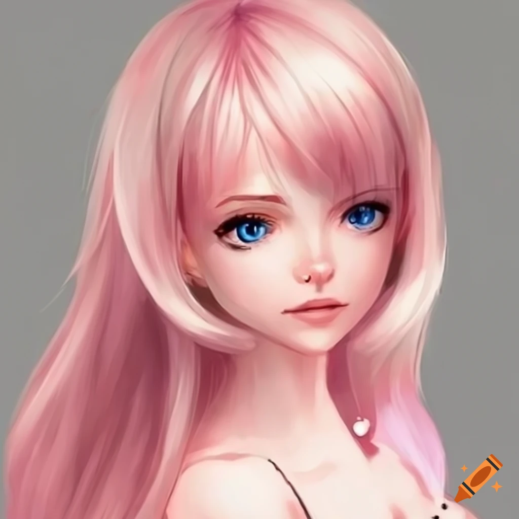 Semi-realistic, anime, profile picture, girl with gradient hair, cute,  makeup, sweater
